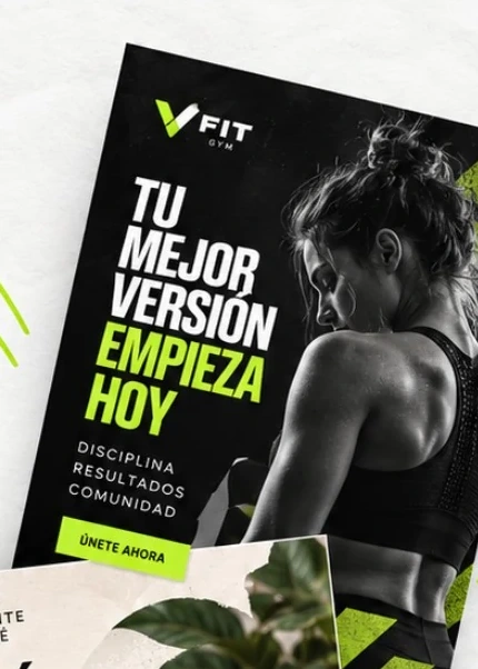 Ejemplo de anuncio para gimnasio con alto contraste